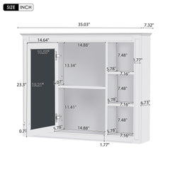 Bellemave® Wall Mounted Medicine Cabinet with Mirror Door & 6 Adjustable Shelves, 35"W x 27.5"H – Bathroom Storage Cabinet - Bellemave