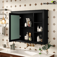 Bellemave® Wall Mounted Medicine Cabinet with Mirror Door & 6 Adjustable Shelves, 35"W x 27.5"H – Bathroom Storage Cabinet - Bellemave