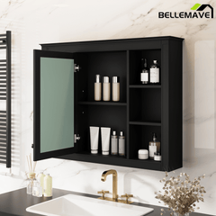 Bellemave® Wall Mounted Medicine Cabinet with Mirror Door & 6 Adjustable Shelves, 35"W x 27.5"H – Bathroom Storage Cabinet - Bellemave