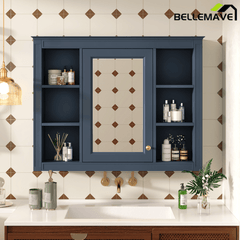Bellemave® Wall Mounted Medicine Cabinet with Mirror Door & 6 Adjustable Shelves, 35"W x 27.5"H – Bathroom Storage Cabinet - Bellemave