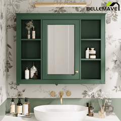 Bellemave® Wall Mounted Medicine Cabinet with Mirror Door & 6 Adjustable Shelves, 35"W x 27.5"H – Bathroom Storage Cabinet - Bellemave