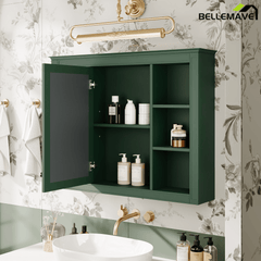 Bellemave® Wall Mounted Medicine Cabinet with Mirror Door & 6 Adjustable Shelves, 35"W x 27.5"H – Bathroom Storage Cabinet - Bellemave
