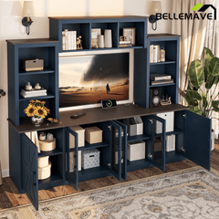 Bellemave® Wall Unit Entertainment Center with Charging Station and USB Charging for TVs,Modern TV Stand with Large Storage Cabinet, Blue - Bellemave