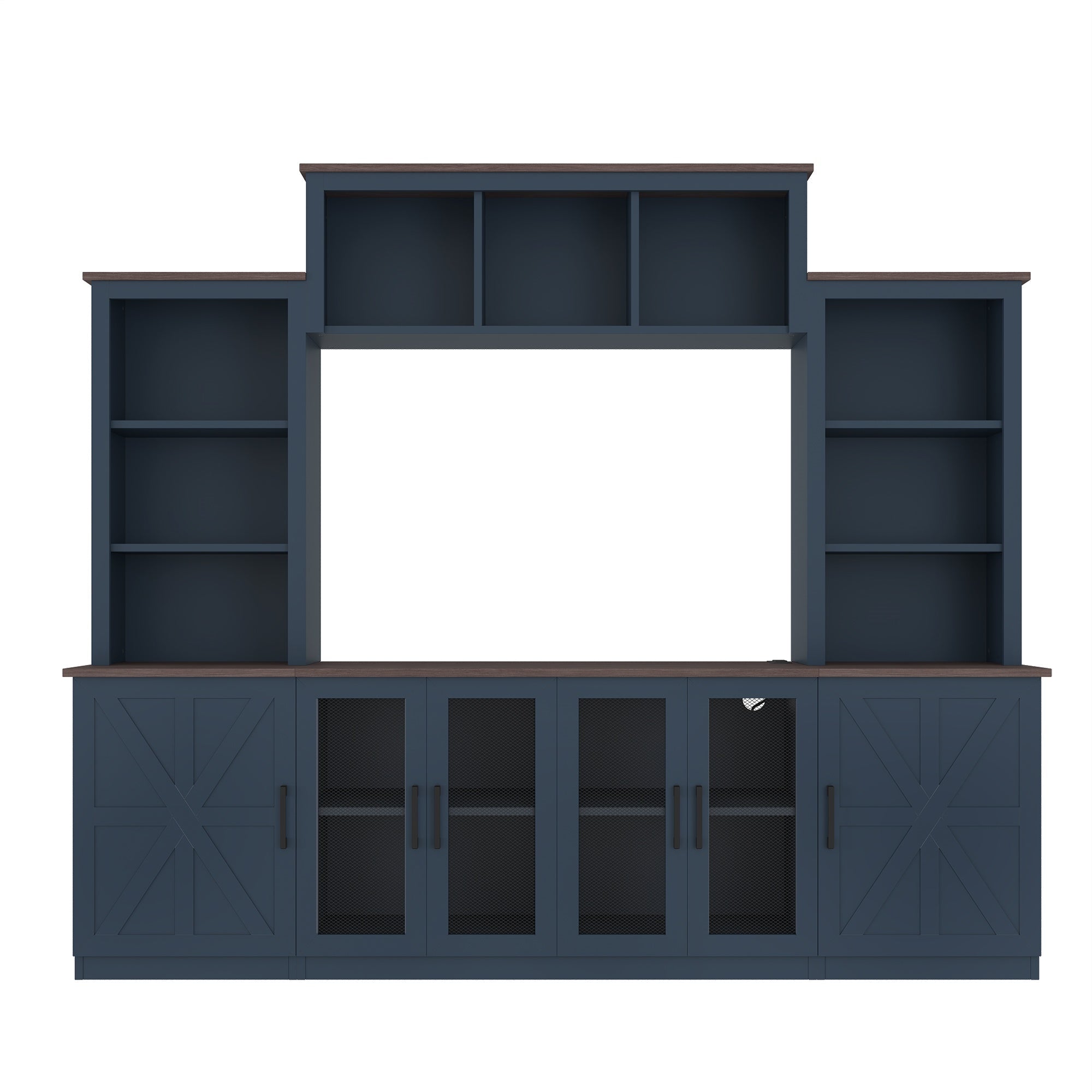 Bellemave® Wall Unit Entertainment Center with Charging Station and USB Charging for TVs,Modern TV Stand with Large Storage Cabinet, Blue - Bellemave