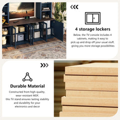 Bellemave® Wall Unit Entertainment Center with Charging Station and USB Charging for TVs,Modern TV Stand with Large Storage Cabinet, Blue - Bellemave