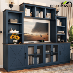 Bellemave® Wall Unit Entertainment Center with Charging Station and USB Charging for TVs,Modern TV Stand with Large Storage Cabinet, Blue - Bellemave