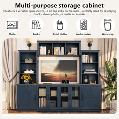 Bellemave® Wall Unit Entertainment Center with Charging Station and USB Charging for TVs,Modern TV Stand with Large Storage Cabinet, Blue - Bellemave