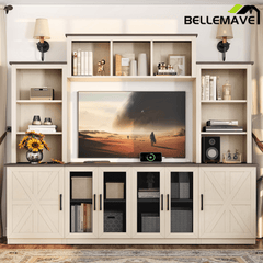 Bellemave® Wall Unit Entertainment Center with Charging Station and USB Charging for TVs,Modern TV Stand with Large Storage Cabinet, Blue - Bellemave