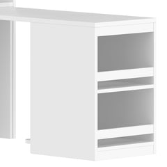 Bellemave® White Multifunctional Wardrobe with Convertible Desk & Storage Drawers | 2 - Door Wooden Closet for Bedroom, Laundry Room, Hallway | Multi - Storage Wardrobe with Hanging Rod & Shelves - Bellemave