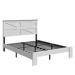 Bellemave® White Solid Wood Platform Bed with Headboard, Footboard & Storage - Bellemave