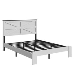 Bellemave® White Solid Wood Platform Bed with Headboard, Footboard & Storage - Bellemave