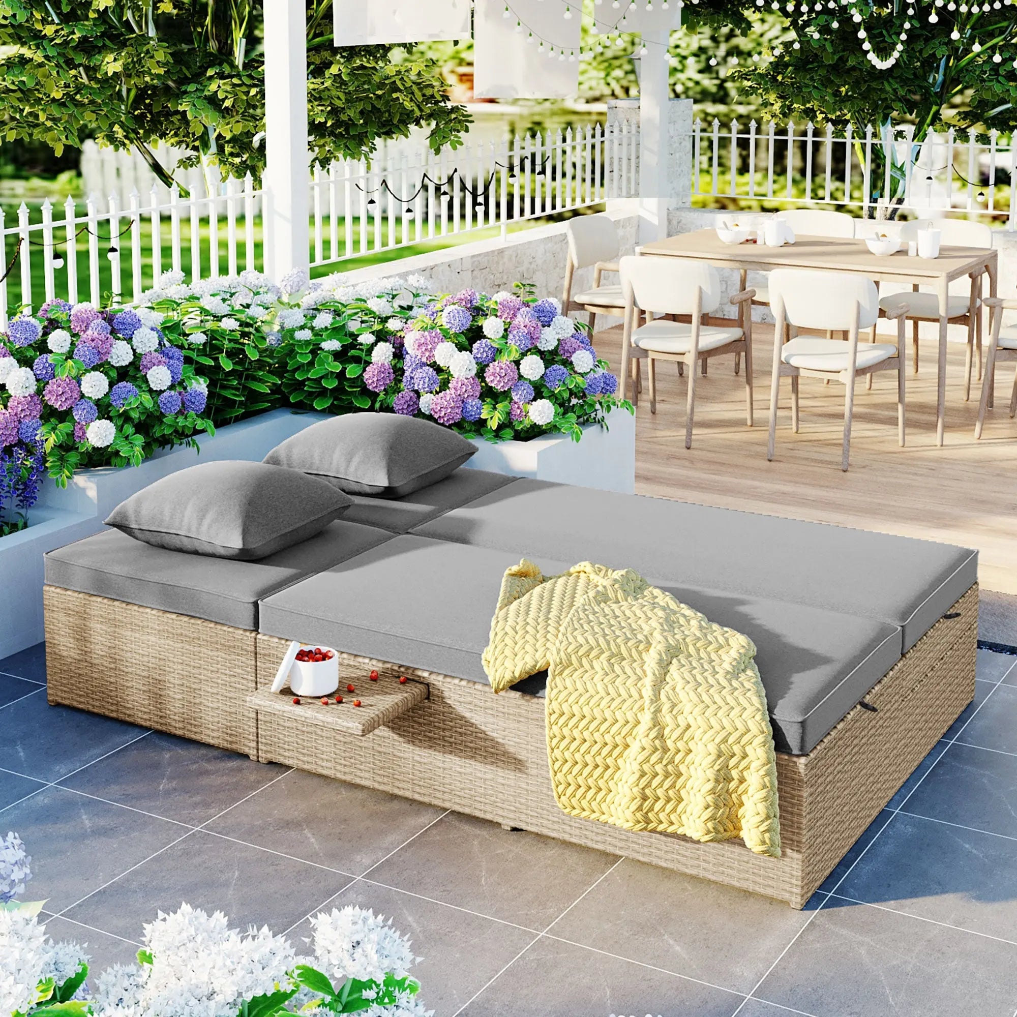 Bellemave® Wicker Rattan Patio Reclining Chairs with Adjustable Backrest and Seat - Bellemave