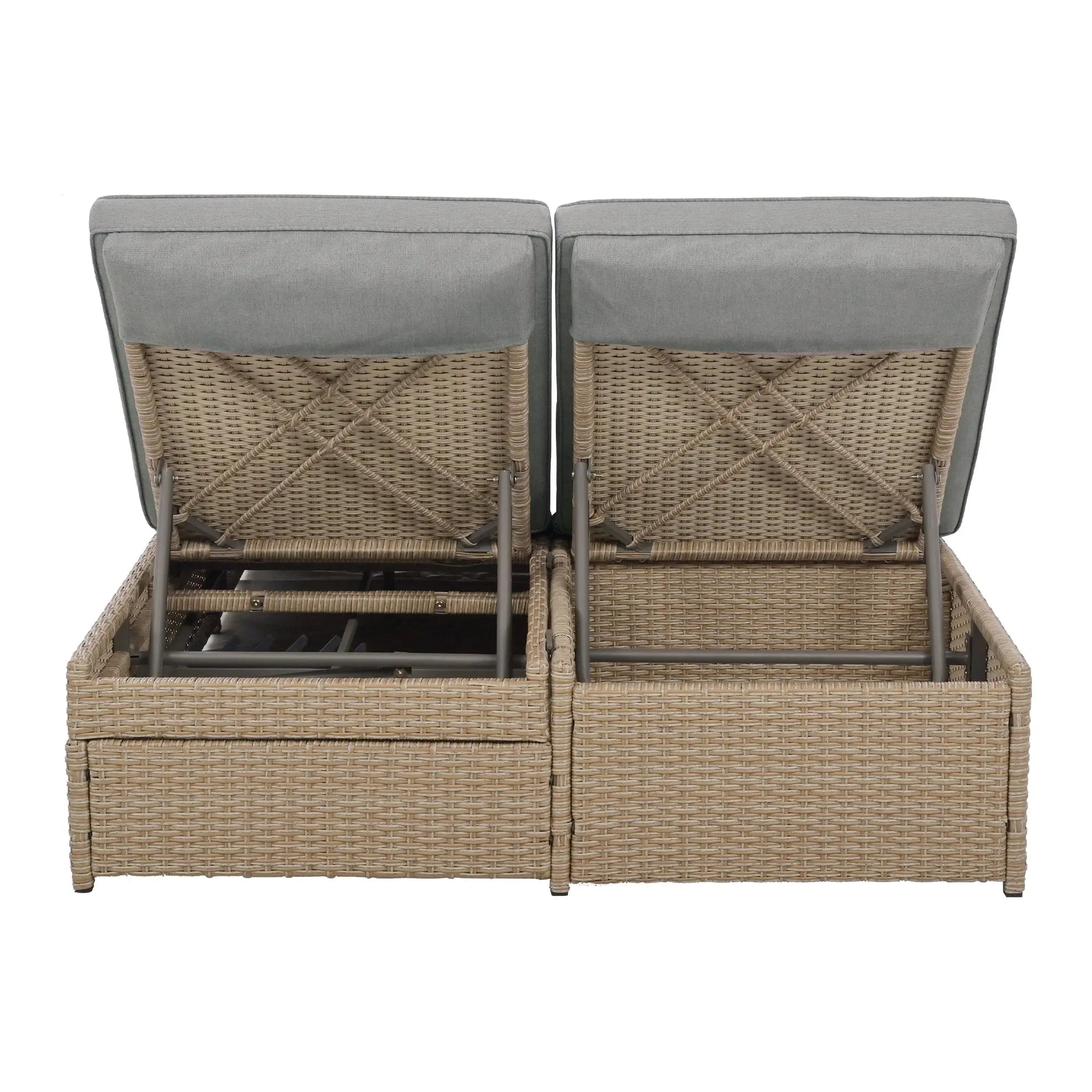 Bellemave® Wicker Rattan Patio Reclining Chairs with Adjustable Backrest and Seat - Bellemave