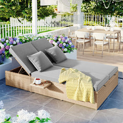 Bellemave® Wicker Rattan Patio Reclining Chairs with Adjustable Backrest and Seat - Bellemave