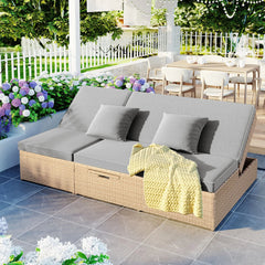 Bellemave® Wicker Rattan Patio Reclining Chairs with Adjustable Backrest and Seat - Bellemave