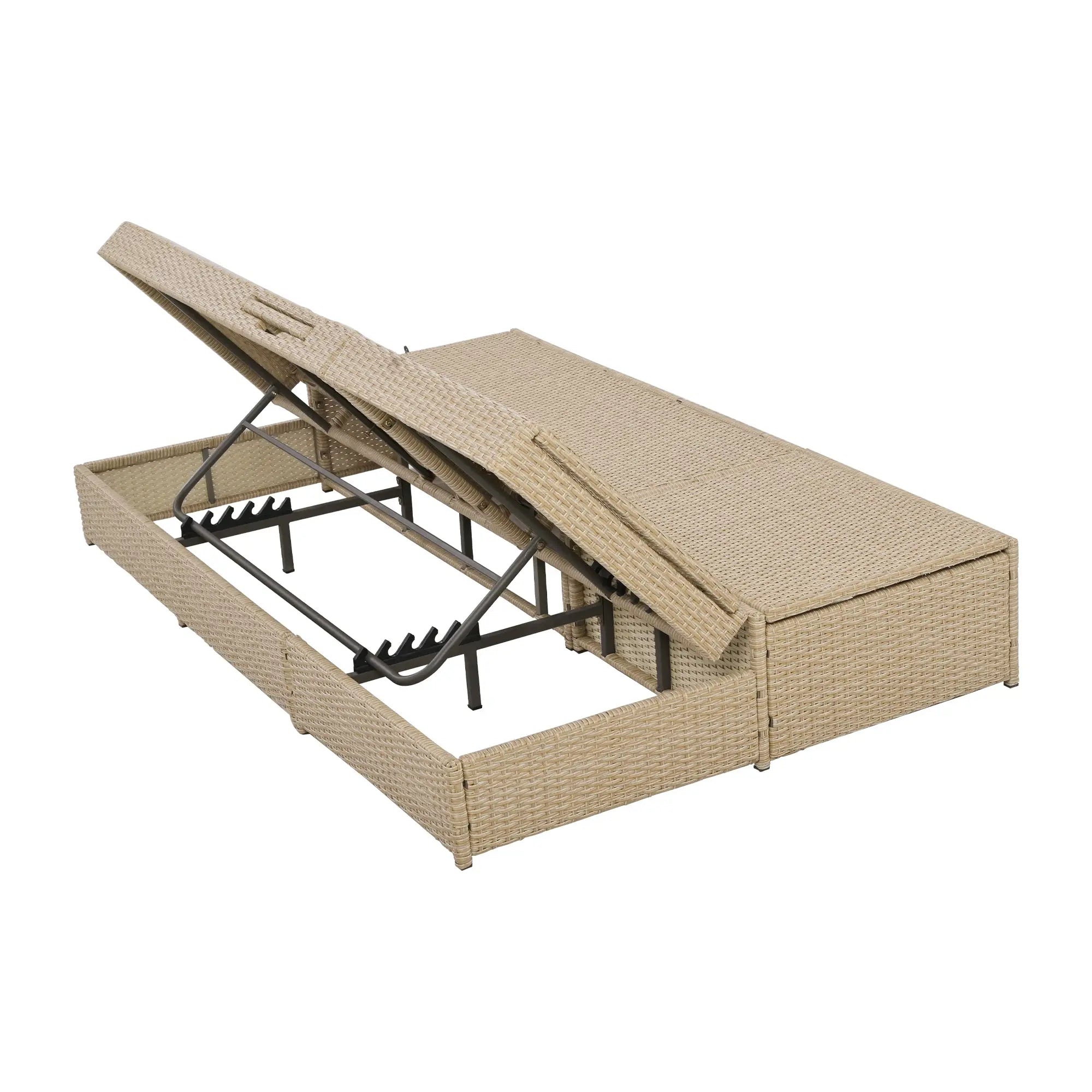 Bellemave® Wicker Rattan Patio Reclining Chairs with Adjustable Backrest and Seat - Bellemave