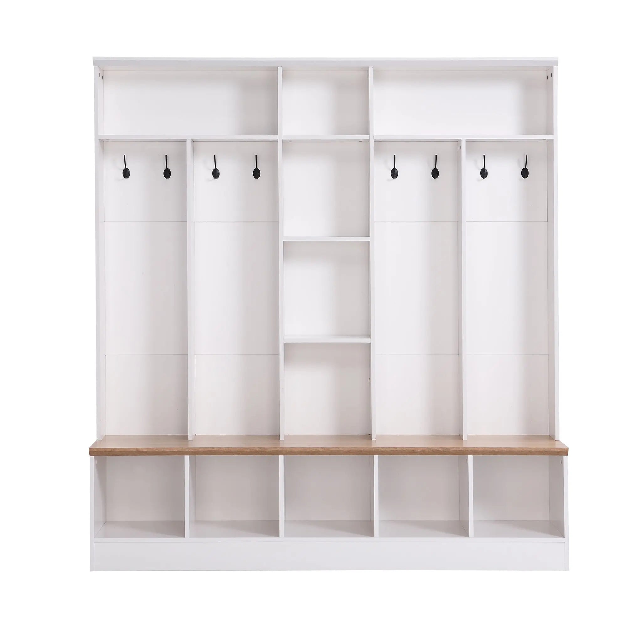 Bellemave® Wide Design Hall Tree with Storage Bench, Cube Storage,Shelves, 8 Hooks - Bellemave