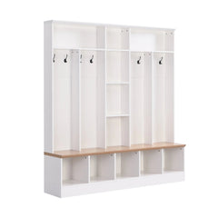 Bellemave® Wide Design Hall Tree with Storage Bench, Cube Storage,Shelves, 8 Hooks - Bellemave