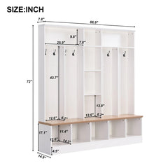 Bellemave® Wide Design Hall Tree with Storage Bench, Cube Storage,Shelves, 8 Hooks - Bellemave