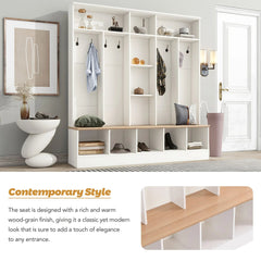 Bellemave® Wide Design Hall Tree with Storage Bench, Cube Storage,Shelves, 8 Hooks - Bellemave