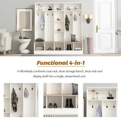 Bellemave® Wide Design Hall Tree with Storage Bench, Cube Storage,Shelves, 8 Hooks - Bellemave