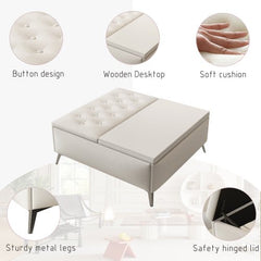 Bellemave® Wide Square Upholstered Storage Benches Coffee Table with Lift Top - Bellemave