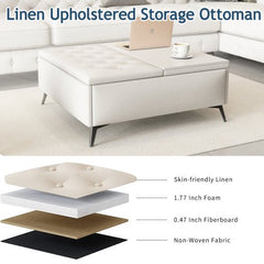 Bellemave® Wide Square Upholstered Storage Benches Coffee Table with Lift Top - Bellemave