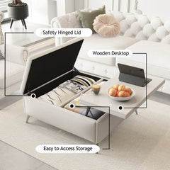 Bellemave® Wide Square Upholstered Storage Benches Coffee Table with Lift Top - Bellemave