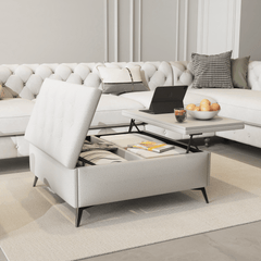 Bellemave® Wide Square Upholstered Storage Benches Coffee Table with Lift Top - Bellemave
