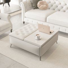 Bellemave® Wide Square Upholstered Storage Benches Coffee Table with Lift Top - Bellemave