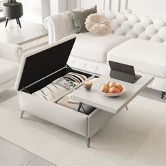 Bellemave® Wide Square Upholstered Storage Benches Coffee Table with Lift Top - Bellemave