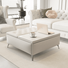 Bellemave® Wide Square Upholstered Storage Benches Coffee Table with Lift Top - Bellemave