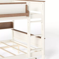 Bellemave® Wood Bunk Bed with Pull-Out Trundle, Storage Shelf, Convertible Detachable Bunk Bed Frame - Bellemave