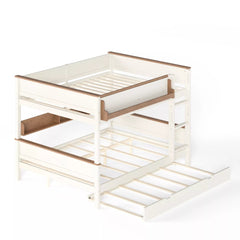 Bellemave® Wood Bunk Bed with Pull-Out Trundle, Storage Shelf, Convertible Detachable Bunk Bed Frame - Bellemave