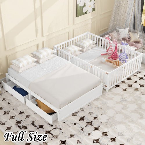 Bellemave® Wood Daybed with Fence Guardrails and 2 Drawers - Bellemave