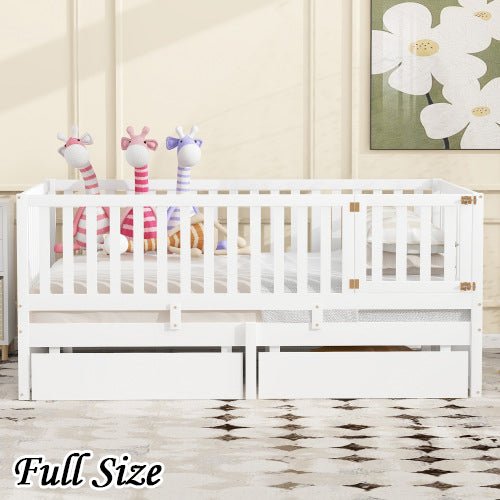 Bellemave® Wood Daybed with Fence Guardrails and 2 Drawers - Bellemave