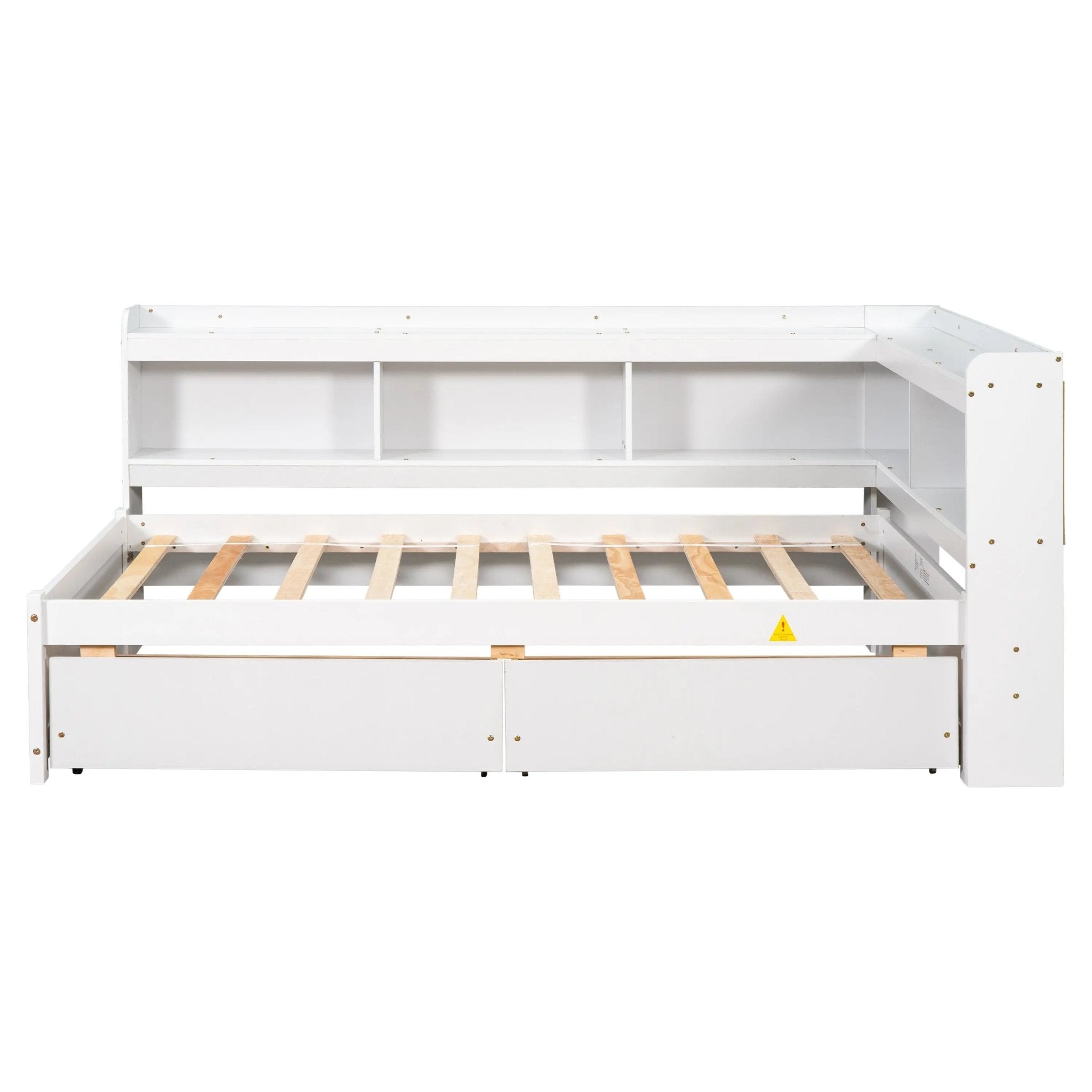Bellemave® Wood Daybed with L - shaped Bookcases and Drawers - Bellemave