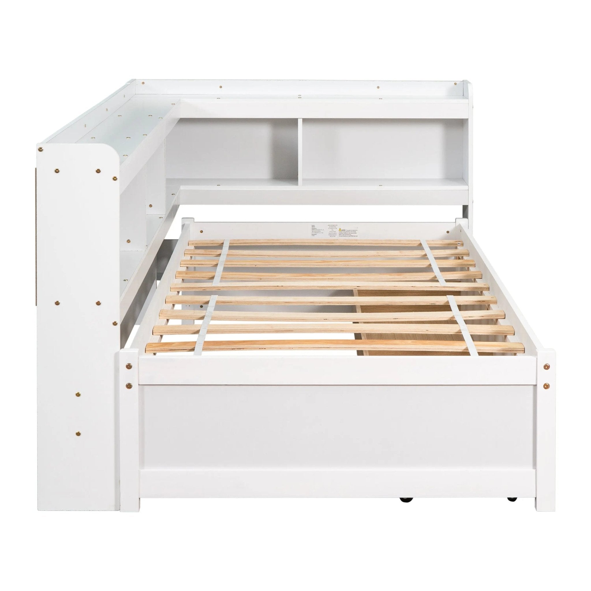 Bellemave® Wood Daybed with L - shaped Bookcases and Drawers - Bellemave