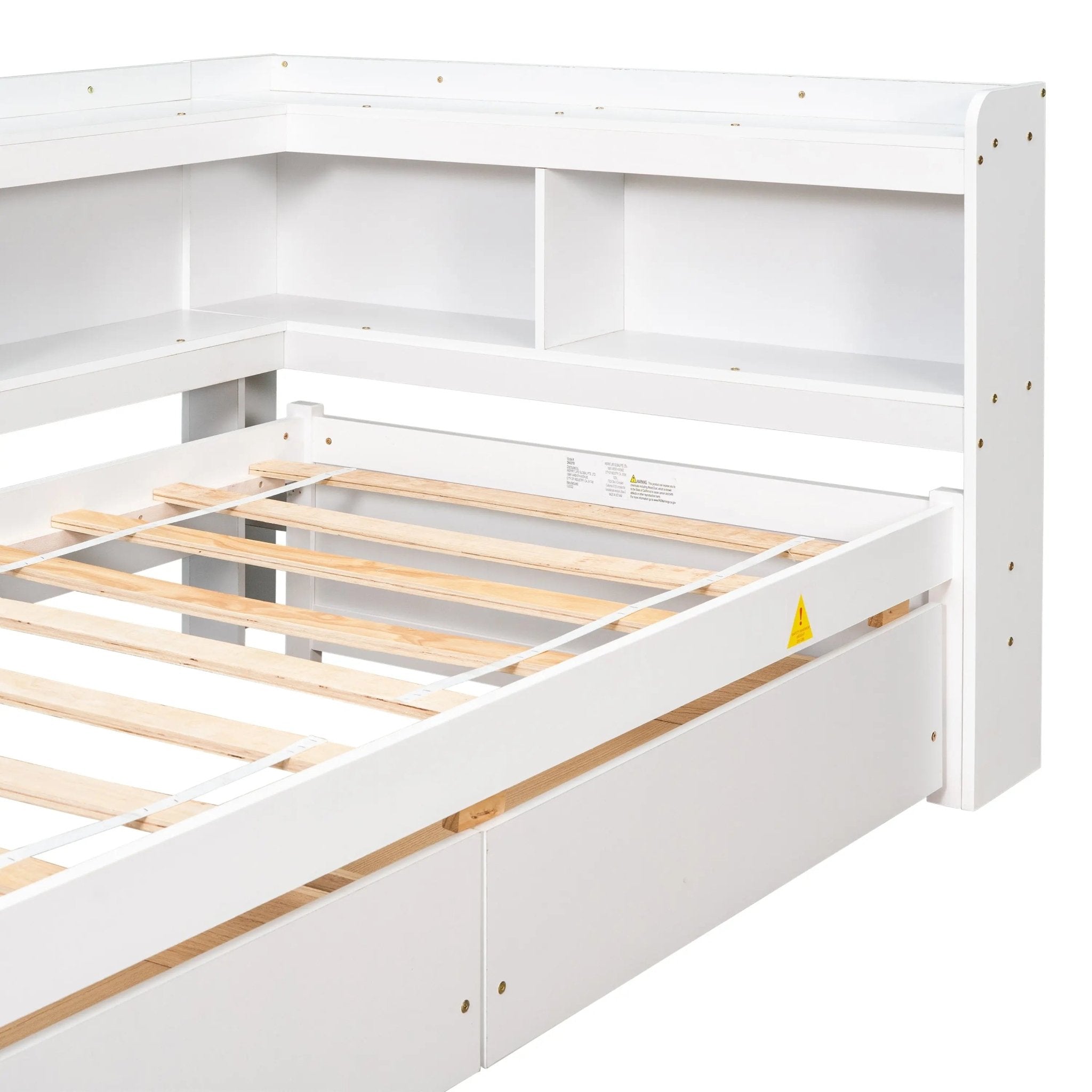 Bellemave® Wood Daybed with L - shaped Bookcases and Drawers - Bellemave