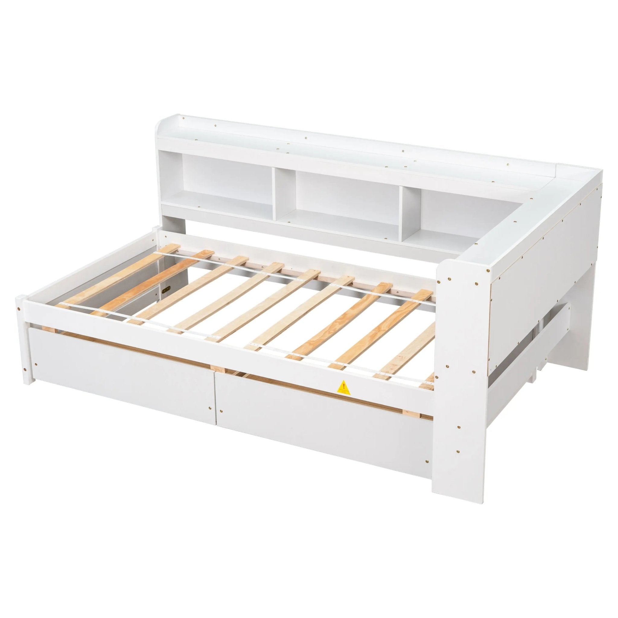 Bellemave® Wood Daybed with L - shaped Bookcases and Drawers - Bellemave