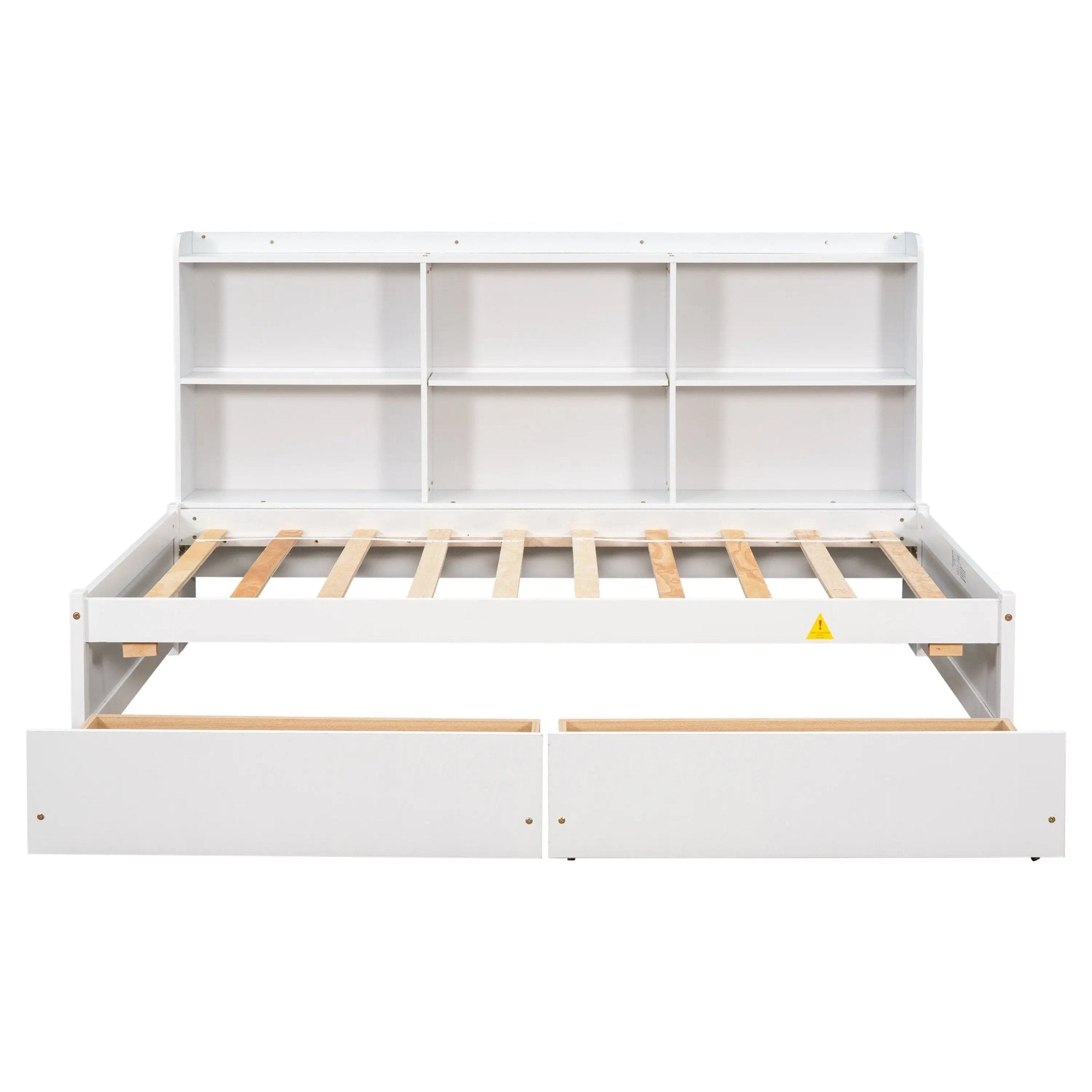 Bellemave® Wood Daybed with Side Bookcase and 2 Drawers - Bellemave