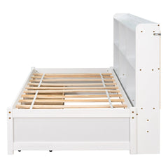 Bellemave® Wood Daybed with Side Bookcase and 2 Drawers - Bellemave