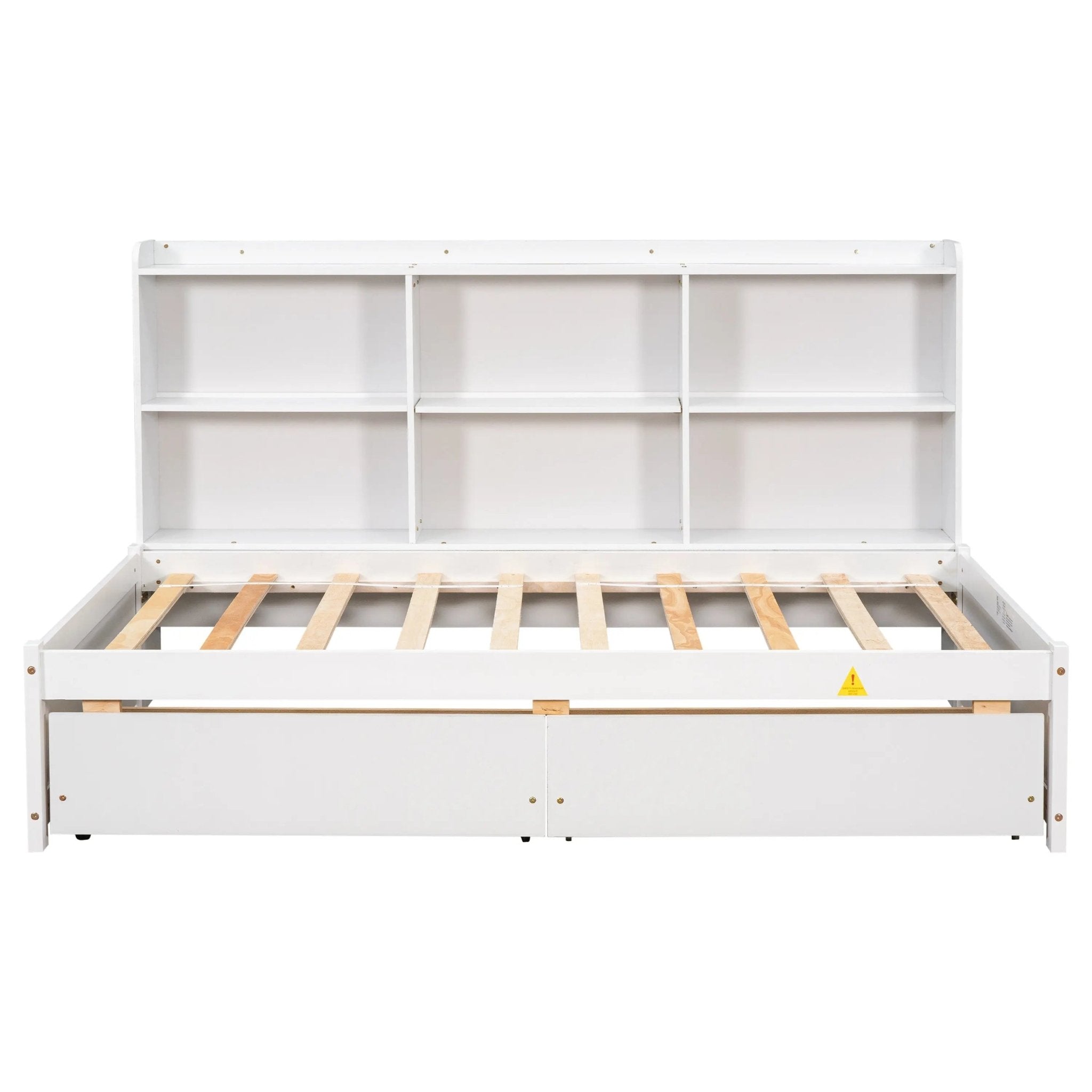 Bellemave® Wood Daybed with Side Bookcase and 2 Drawers - Bellemave