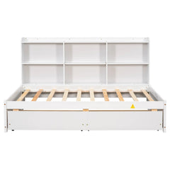 Bellemave® Wood Daybed with Side Bookcase and 2 Drawers - Bellemave