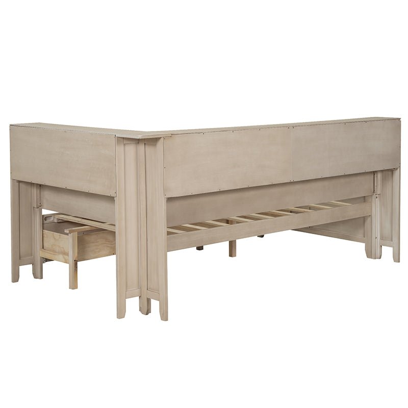Bellemave® Wood Daybed with Storage Shelves and 3 Drawers - Bellemave