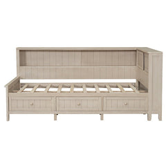 Bellemave® Wood Daybed with Storage Shelves and 3 Drawers - Bellemave