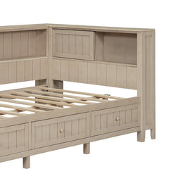 Bellemave® Wood Daybed with Storage Shelves and 3 Drawers - Bellemave