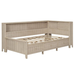 Bellemave® Wood Daybed with Storage Shelves and 3 Drawers - Bellemave