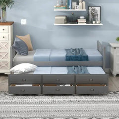 Bellemave® Wood Daybed with Trundle and Drawers - Bellemave