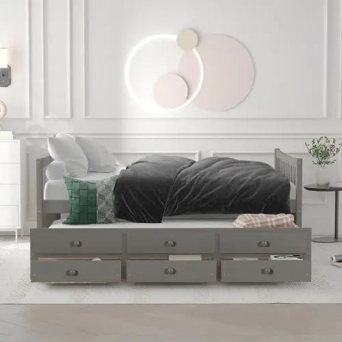 Bellemave® Wood Daybed with Trundle and Drawers - Bellemave